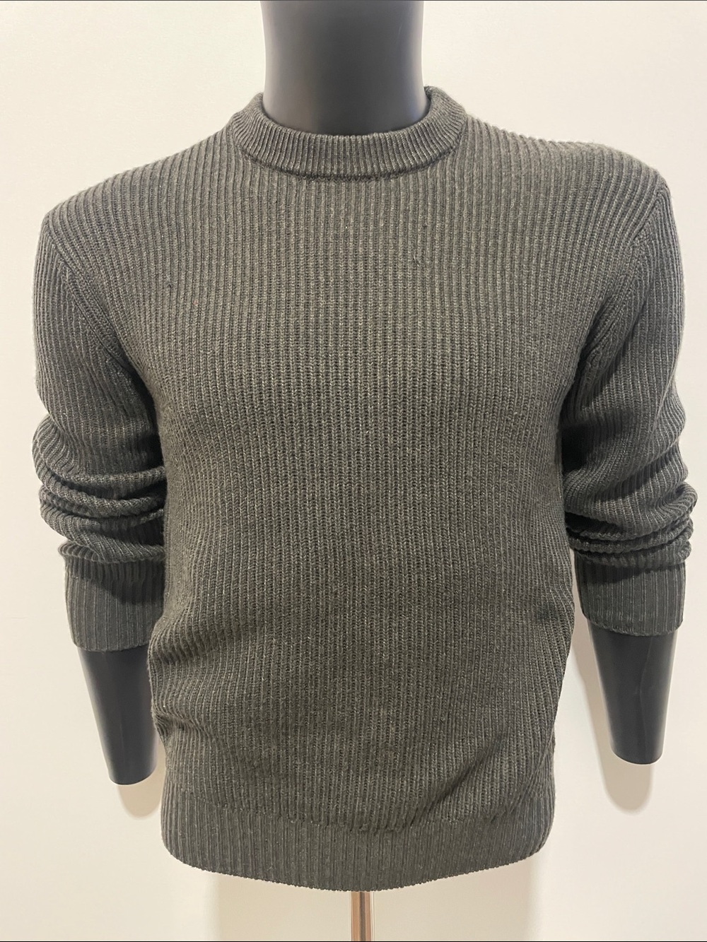 Zara Men's Ribbed Crewneck Sweater - Charcoal